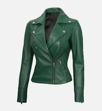 Rihanna Green Biker Pure Leather Jacket