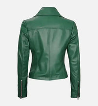 Rihanna Green Biker Pure Leather Jacket