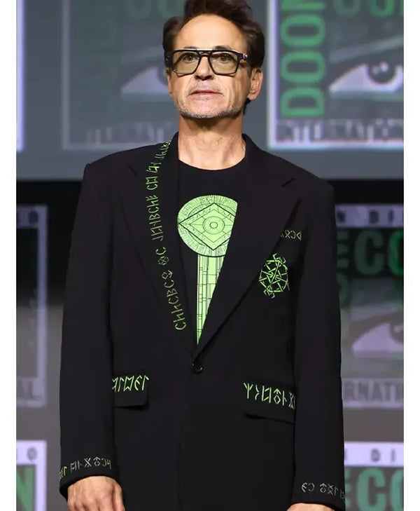 Premium Robert Downey Jr Comic-Con 2026 Black Blazer in black suiting fabric