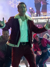 Ryan Reynolds Spirited Red Shearling Leather Jacket