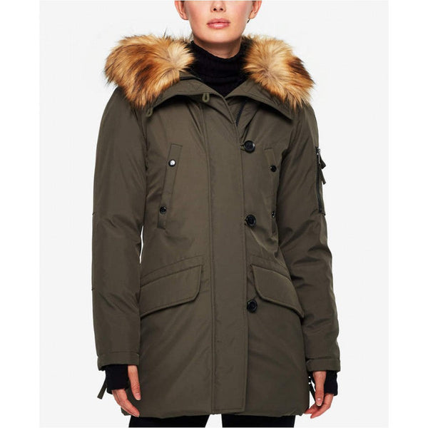 Faux-Fur-Trim Down Parka Jacket