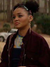Celeste O Connor 2026 Scream 7  Maroon Jacket