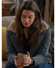 Meghan Ory Sullivan's Crossing Sedona Jones Grey Suede Shearling Jacket