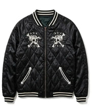 Skull and Crossbone Quilted Black Jacket with zipper closure