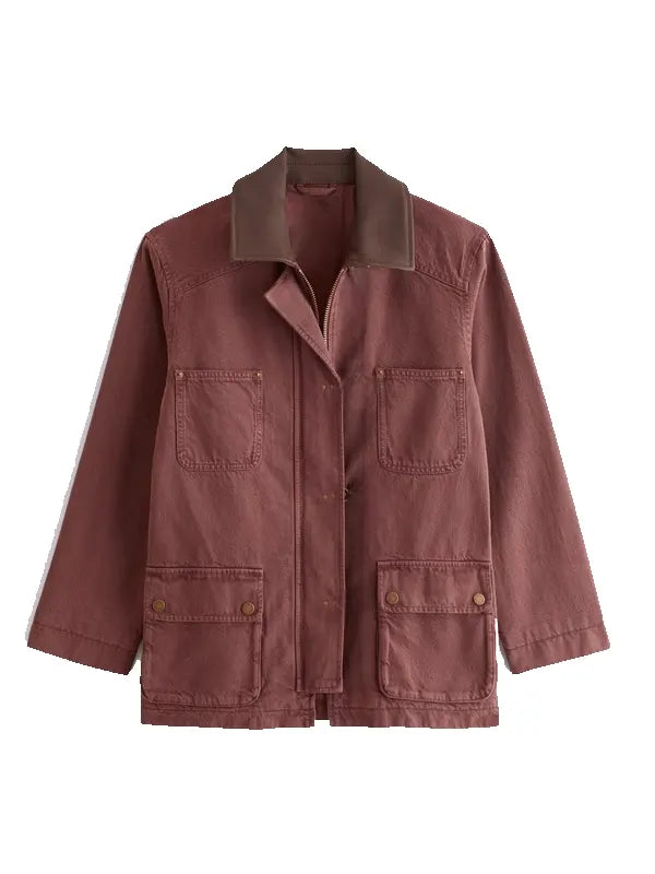 Women's Mid-Length Denim Barn Jacket front view