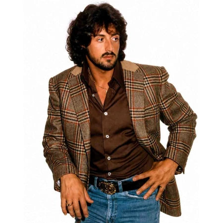 Vintage brown plaid wool blazer inspired by Sylvester Stallone