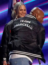 Mike Tyson black satin bomber jacket with ribbed collar
