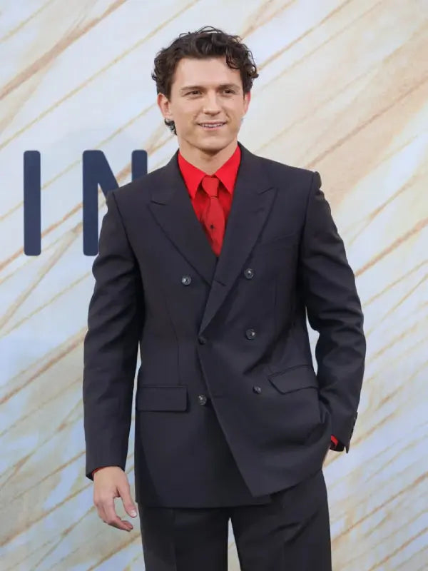 Tom Holland Black Double-Breasted Suit for formal occasions