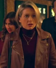 Trying S03 Karen Newman Brown Leather Jacket