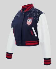 Pro Standard US Soccer WNT Legacy Cropped Varsity Jacket front view