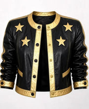 Vintage Golden Star Leather Jacket in black and golden