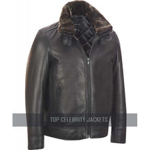 Bomber Leather Jacket W Detachable Faux-fur Collar