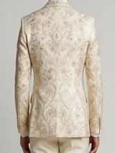 Men's Off-White Embroidered 3-Pc Suit