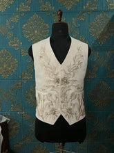Men's Off-White Embroidered 3-Pc Suit