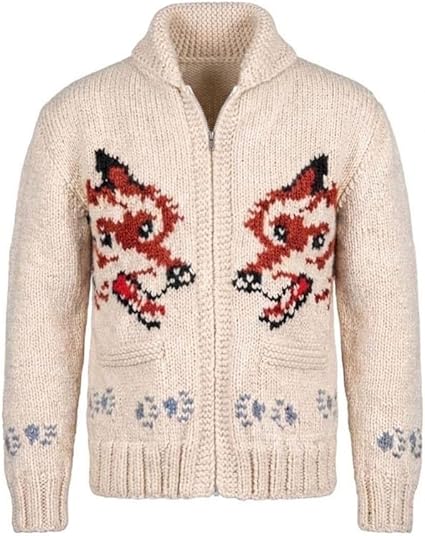 Wolf Knitted Canadian Style Unisex Jacquard Knit Sweater