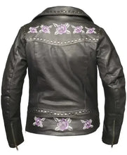 Premium Ladies Black Leather Biker Jacket in real leather