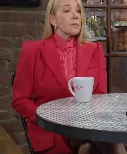 Nikki Newman red blazer with lapel collar