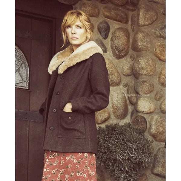 Yellowstone Kelly Reilly Shearling Wool Coat