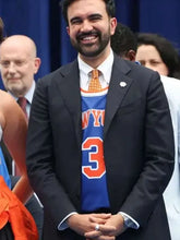Zohran Mamdani NY Knicks Victory Parade Blazer