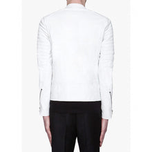 Asap Rocky White Leather Quilted Biker Jacket