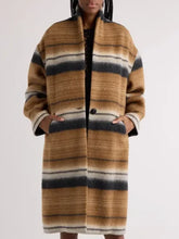Beef Carey Mulligan Striped Wool Coat