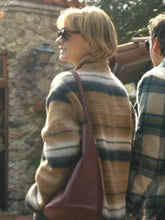 Beef Carey Mulligan Striped Wool Coat