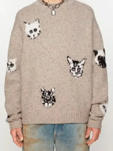 Beef Oscar Isaac Cat Print Knit Sweater