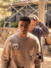 Beef Oscar Isaac Cat Print Knit Sweater
