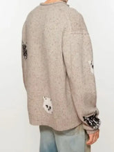 Beef Oscar Isaac Cat Print Knit Sweater