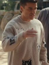 Beef Oscar Isaac Cat Print Knit Sweater