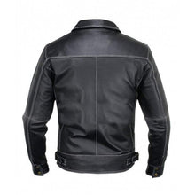 Black Leather Stitched Jacket