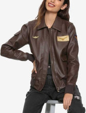 Brie Larson Captain Marvel Aviator Brown Bomber Leather Jacket