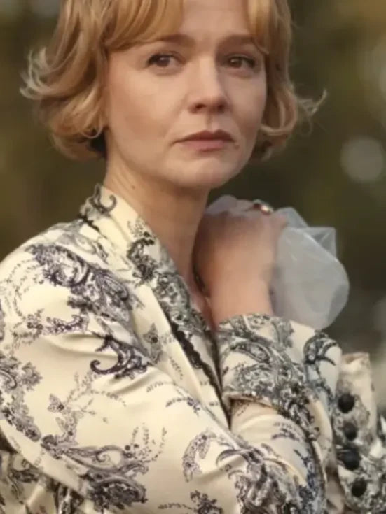 Carey Mulligan Beef White Floral Blazer