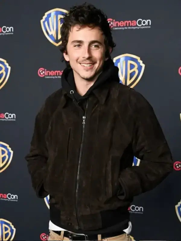 Cinemacon Timothee Chalamet Brown Jacket