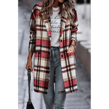 Fashion Plaid Long Coat With Pockets