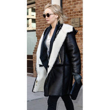 Jennifer Lawrence Stylish Hoodie Leather Coat