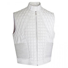 Justin Bieber Quilted Design White Leather Vest