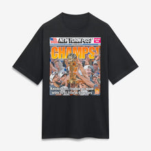 New York Knicks x New York Post Fanatics Black 2026 NBA Finals Champions Newspaper Cover Heavyweight T-Shirt