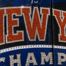 New York Knicks JH Design Navy/Orange 2026 NBA Finals Champions Limited-Edition Swarovski Crystal Leather Full-Snap Jacket