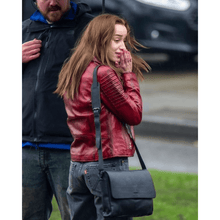 Phoebe Dynevor Bank of Dave Leather Jacket