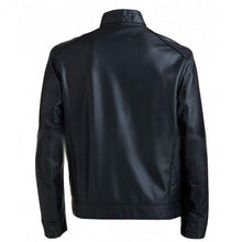 Black Ribbed Classic Look Leather Jacket
