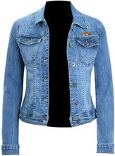 Women Angel Wings Blue Denim Jacket